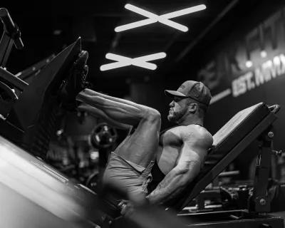 An athlete performing a machine chest press in the gym, the main pushing movement of a push day.