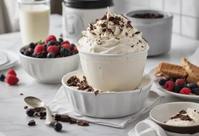 A creamy pint of high-protein skyr ice cream with a scoop on top